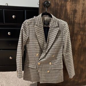 J. Crew Men's Blazer - Black and Cream Checkered